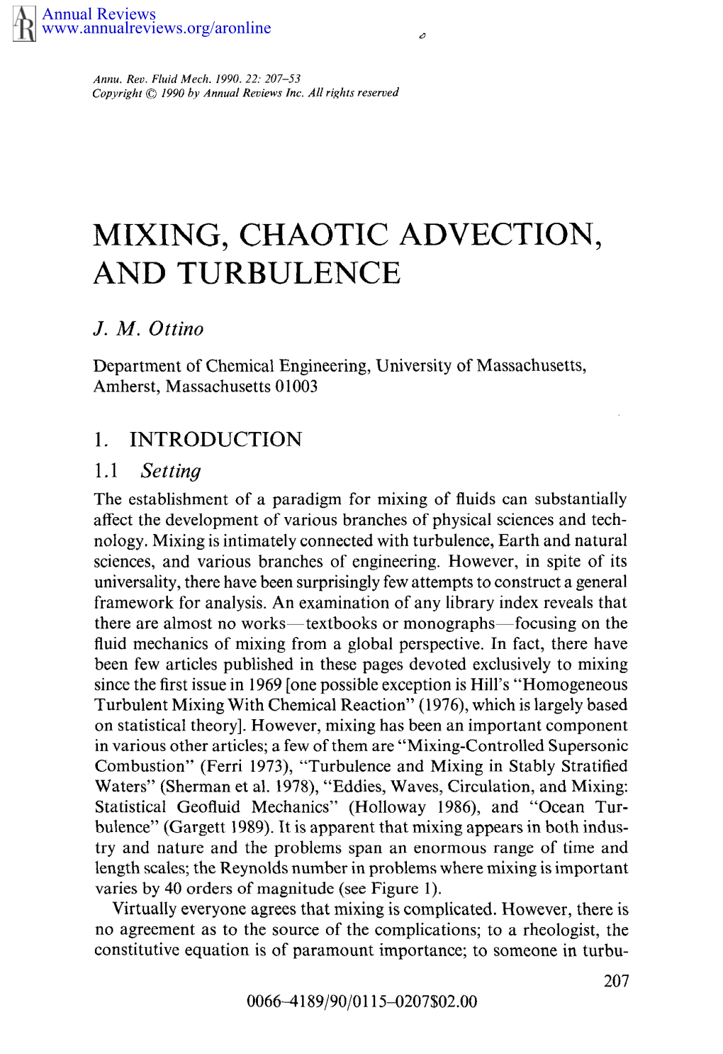 Mixing, Chaotic Advection, and Turbulence