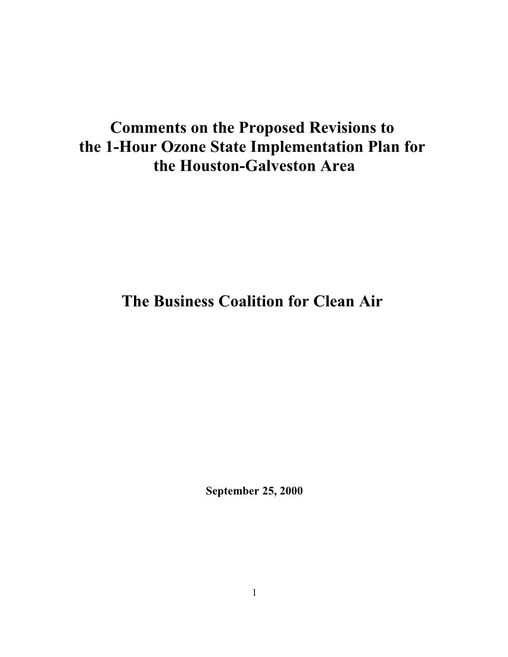 The 1-Hour Ozone State Implementation Plan For