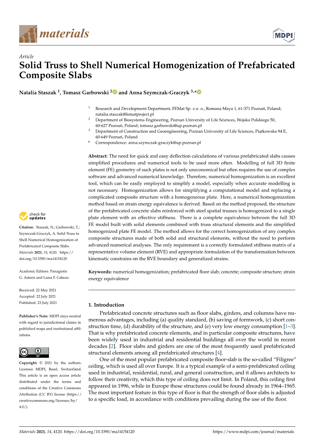 Solid Truss to Shell Numerical Homogenization of Prefabricated Composite Slabs