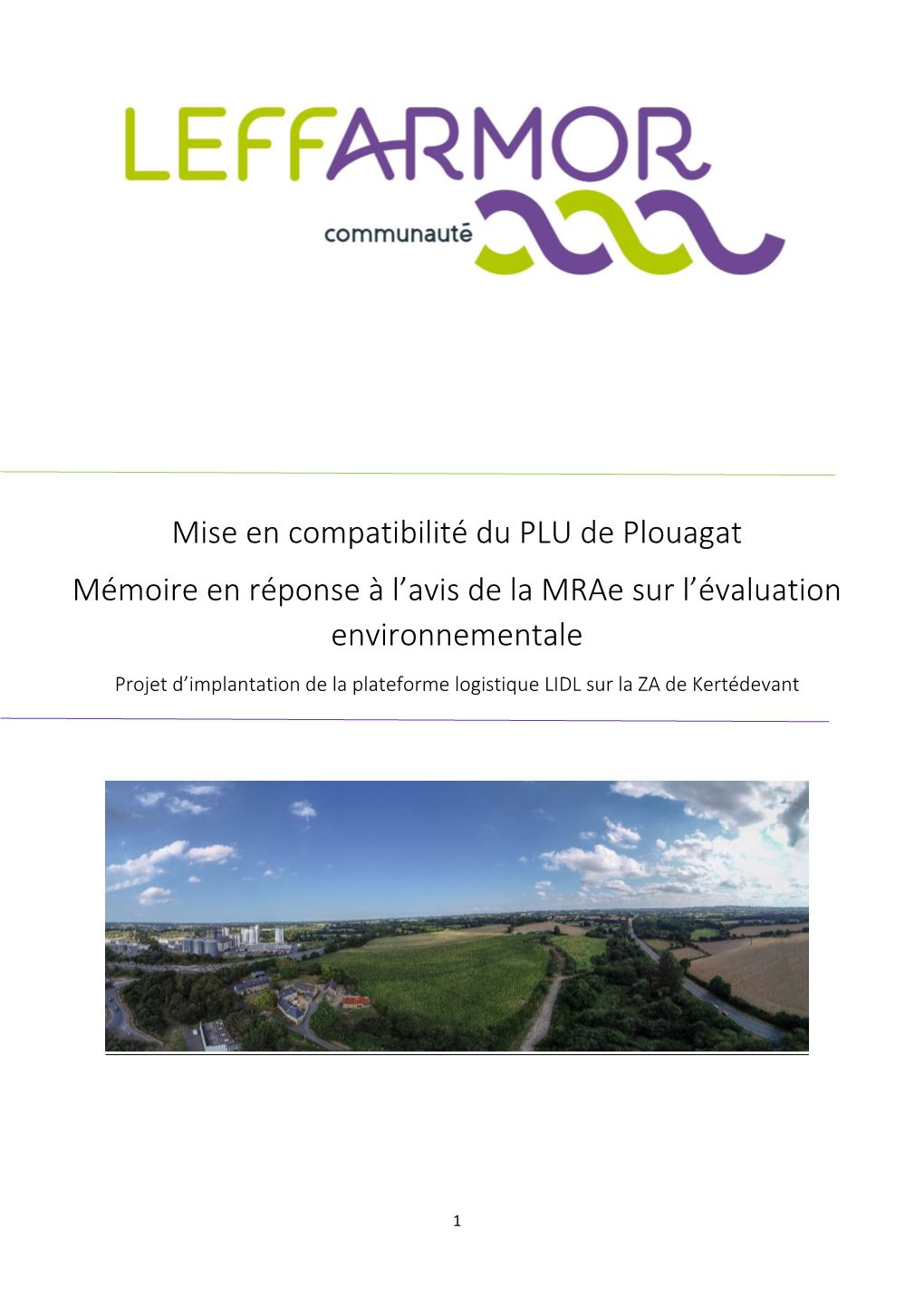 Mise En Compatibilité Du PLU De Plouagat Mémoire En Réponse À L’Avis De La Mrae Sur L’Évaluation Environnementale