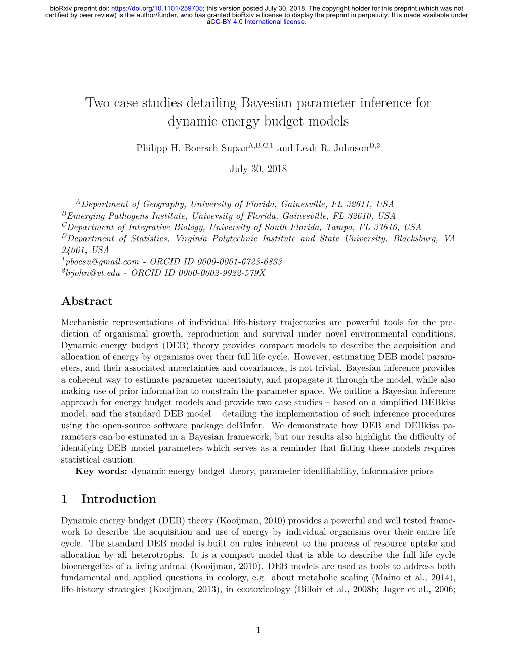 Two Case Studies Detailing Bayesian Parameter Inference for Dynamic Energy Budget Models