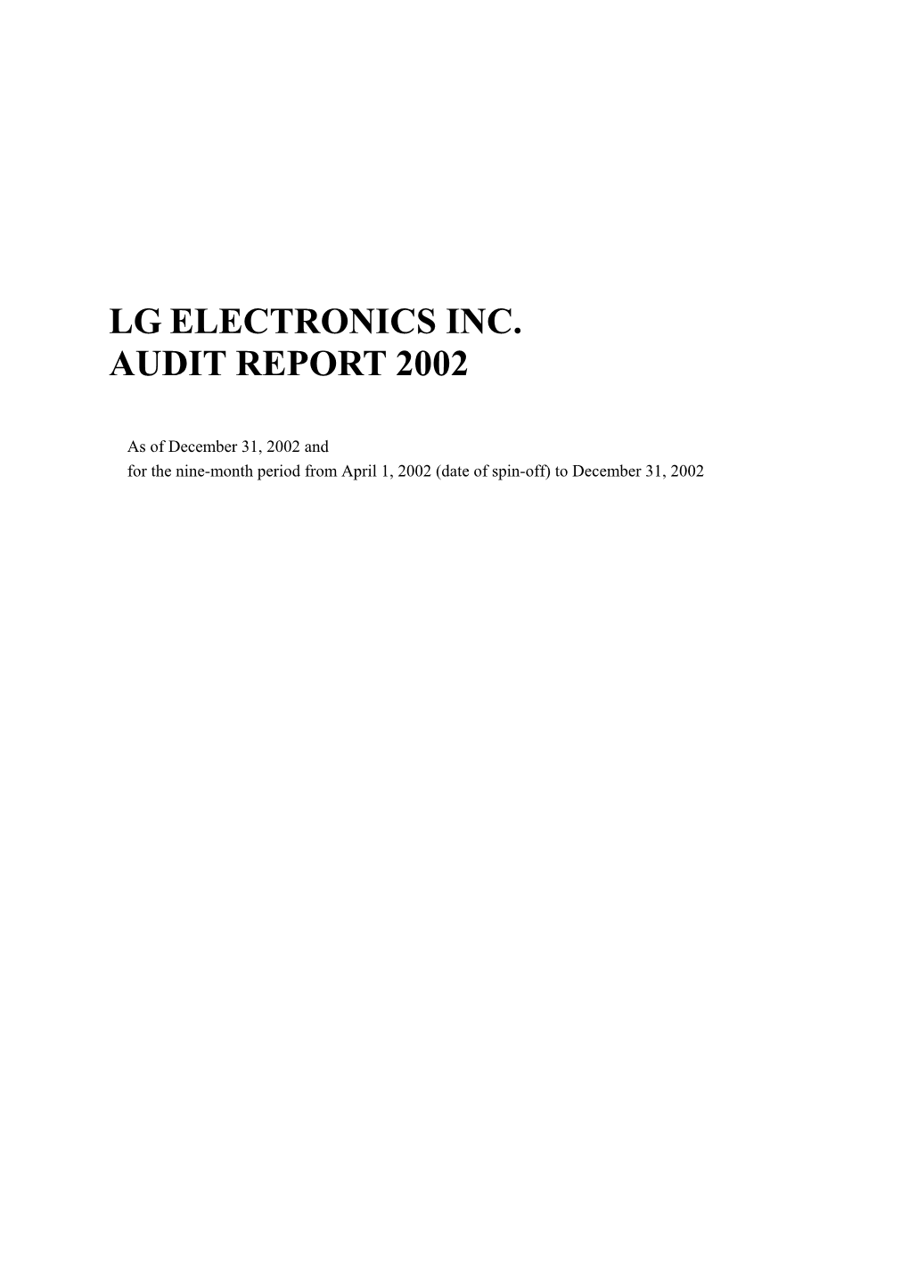 Lg Electronics Inc. Audit Report 2002