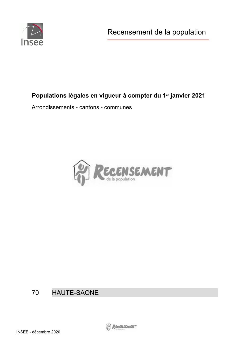 Populations Légales En Vigueur À Compter Du 1Er Janvier 2021