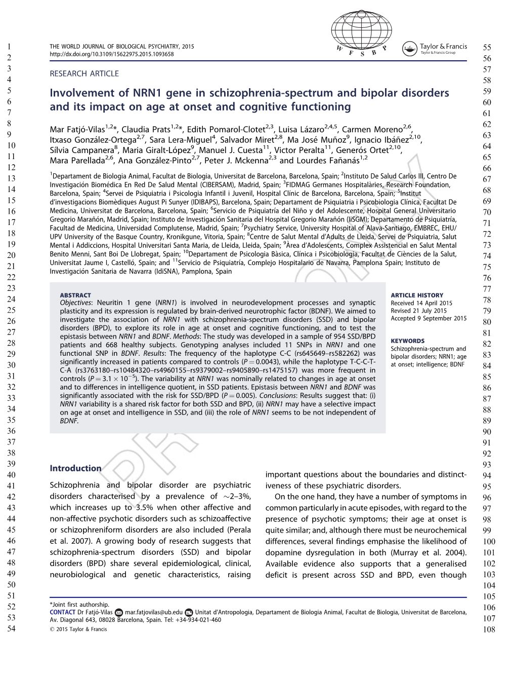 Involvement of NRN1 Gene in Schizophrenia-Spectrum And