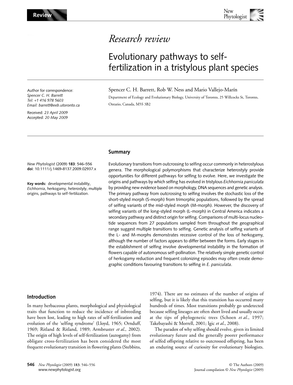 Evolutionary Pathways to Self-Fertilization in a Tristylous Plant