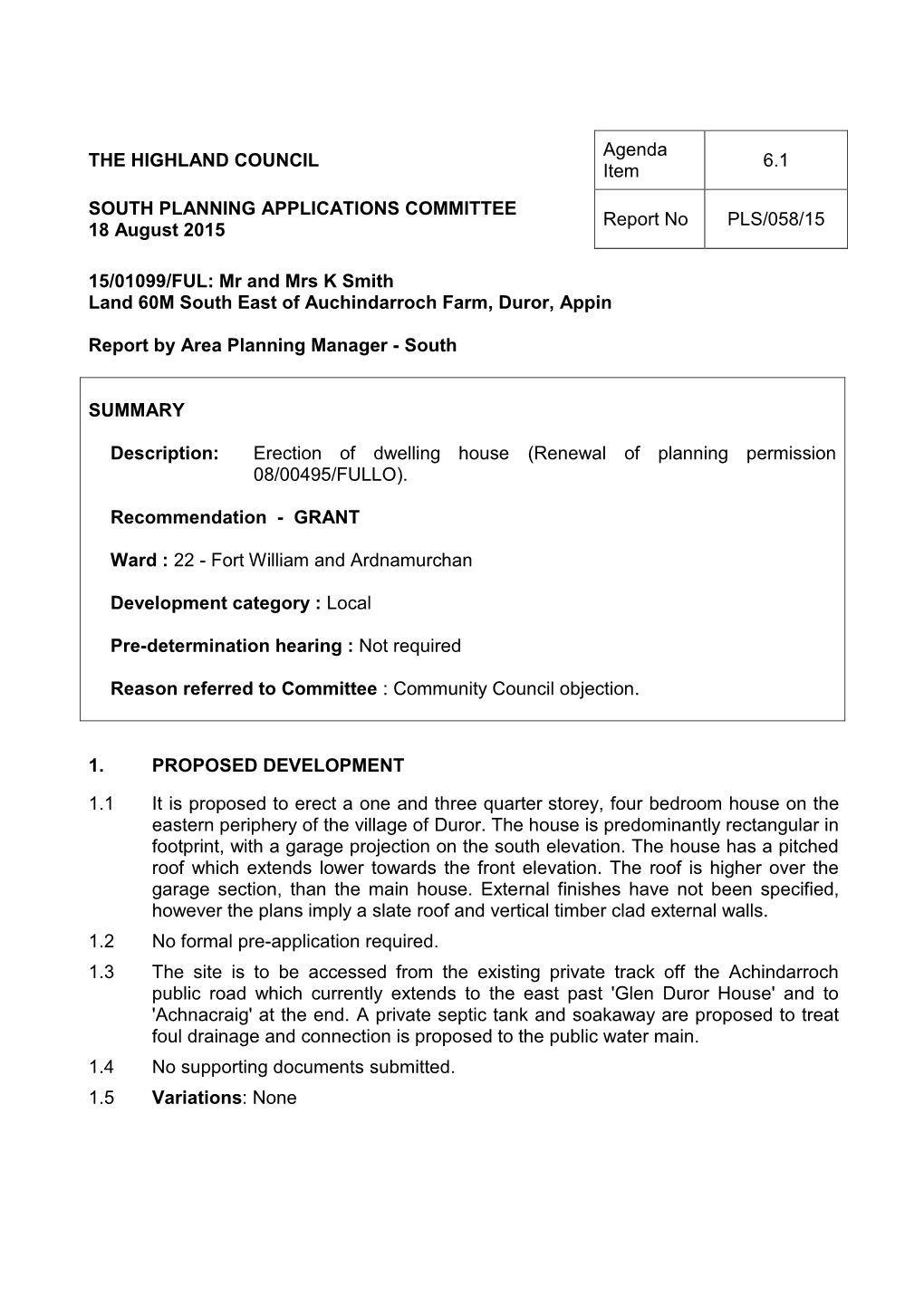 Renewal of Planning Permission 08/00495/FULLO)