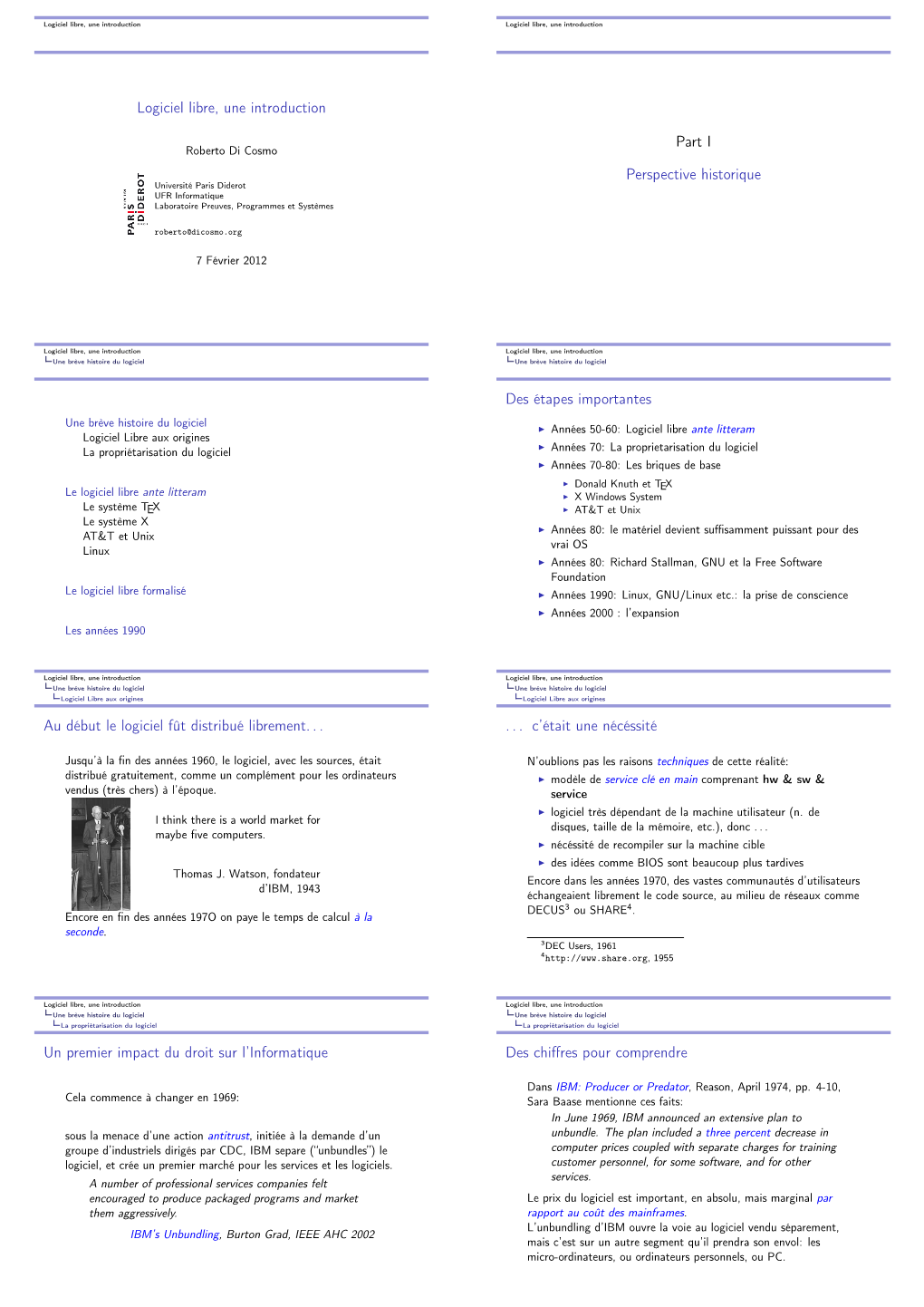 Logiciel Libre, Une Introduction Part I Perspective Historique Des Étapes