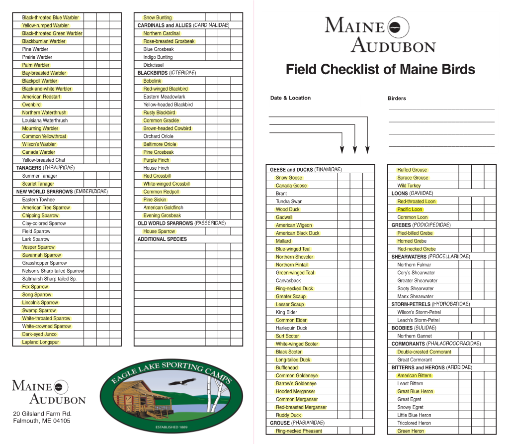 Checklist of Maine Birds
