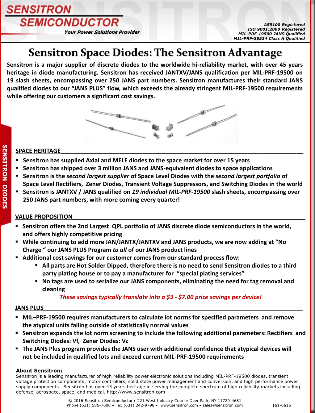 Sensitron Space Diodes