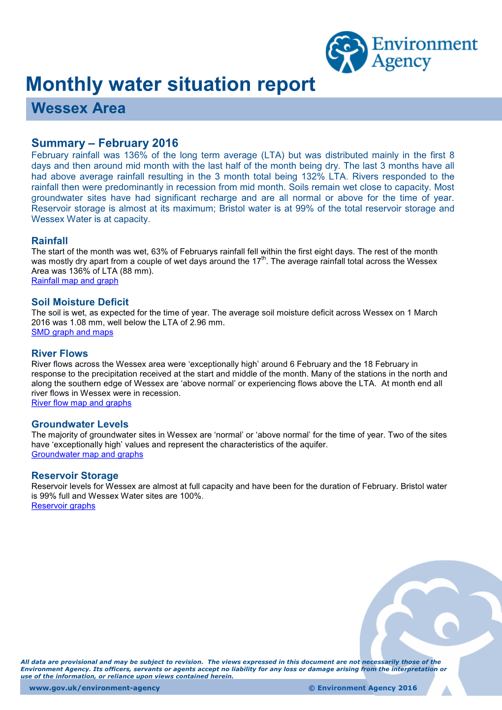 Groundwater Levels the Majority of Groundwater Sites in Wessex Are ‘Normal’ Or ‘Above Normal’ for the Time of Year