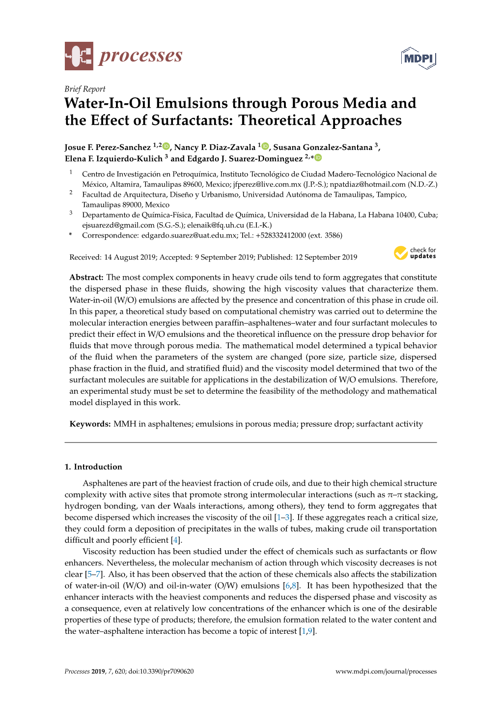 Water-In-Oil Emulsions Through Porous Media and the Effect