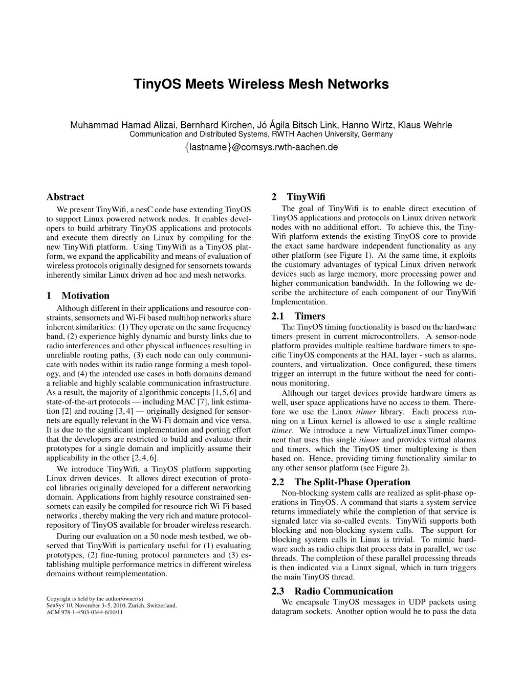 Tinyos Meets Wireless Mesh Networks