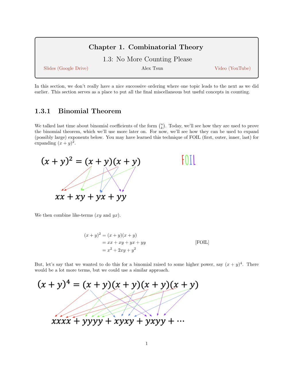 Chapter 1. Combinatorial Theory 1.3: No More Counting Please 1.3.1