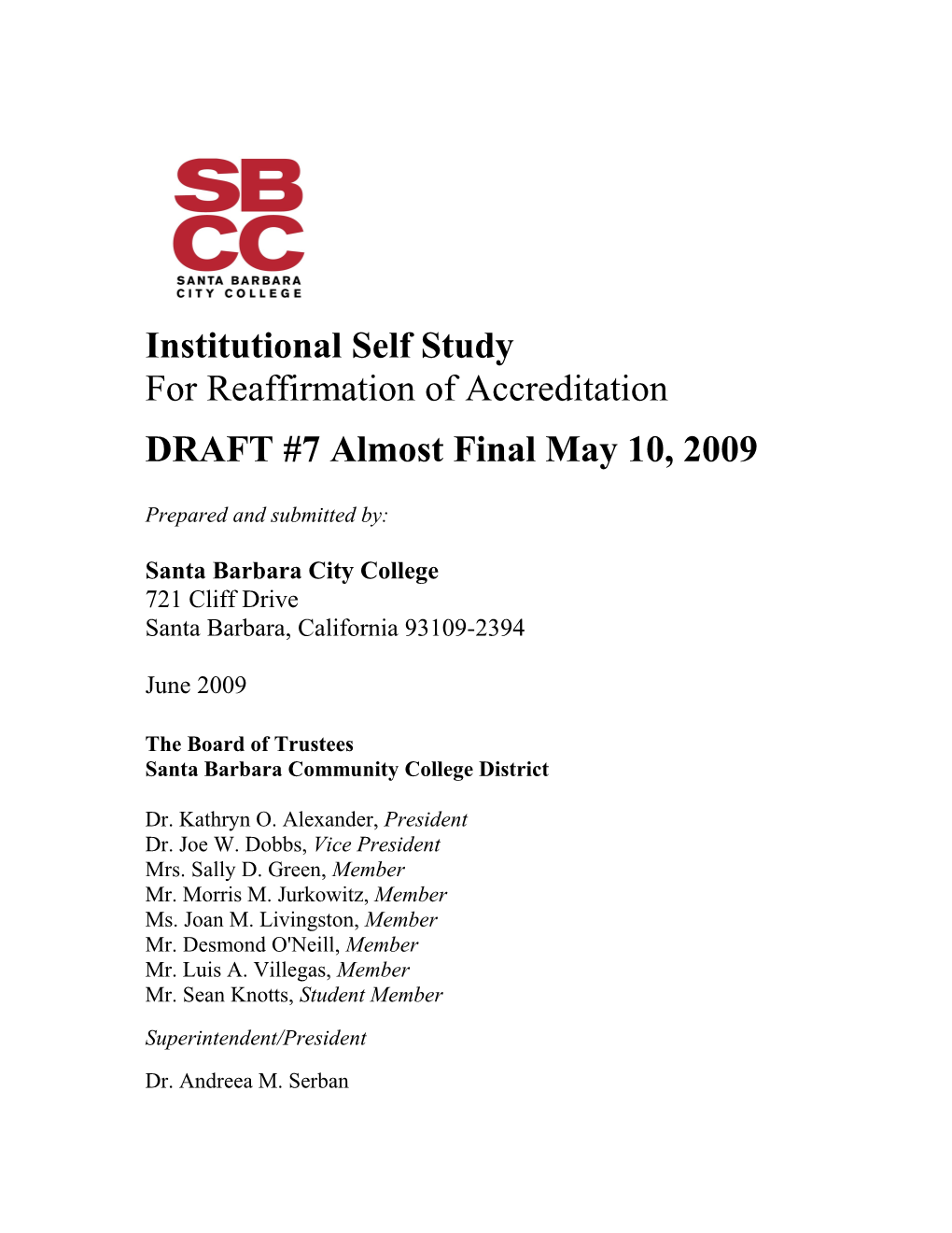 Institutional Self Study