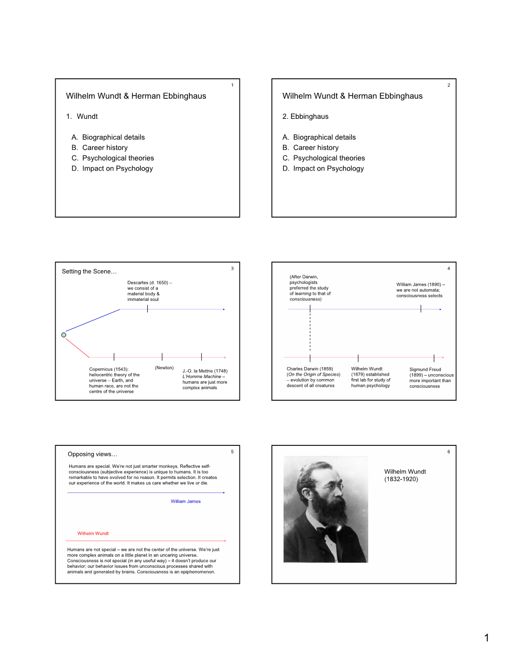 Wilhelm Wundt & Herman Ebbinghaus Wilhelm Wundt & Herman