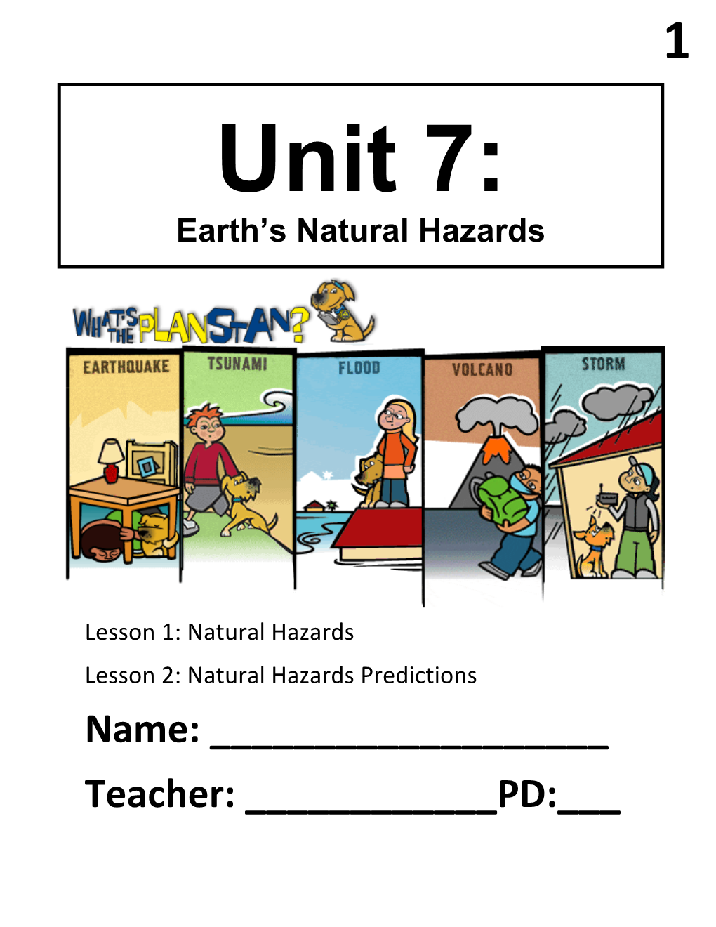 Natural Hazards Predictions Name: ______Teacher: ______PD:___ 2