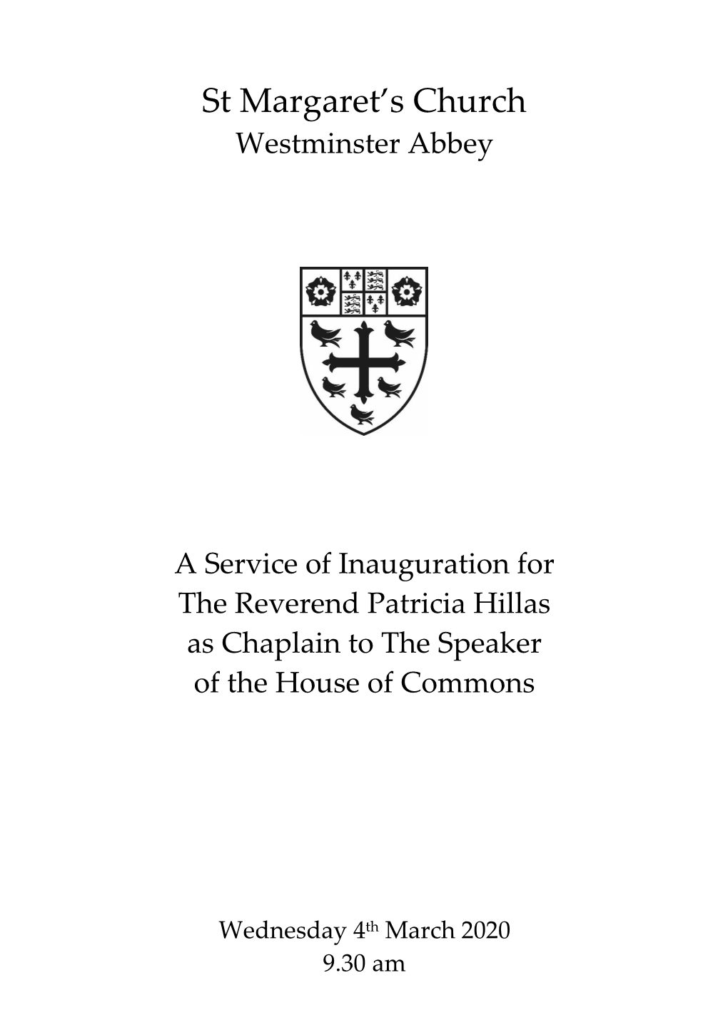 Order of Service for a Service of Inauguration