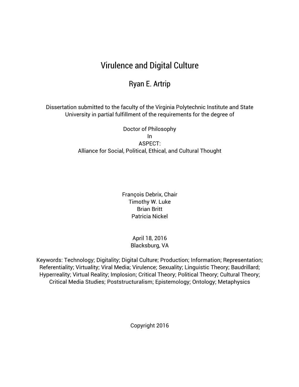 Virulence and Digital Culture