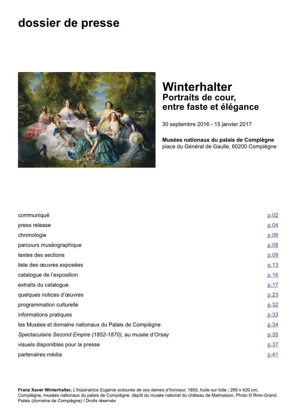 Dossier De Presse Winterhalter
