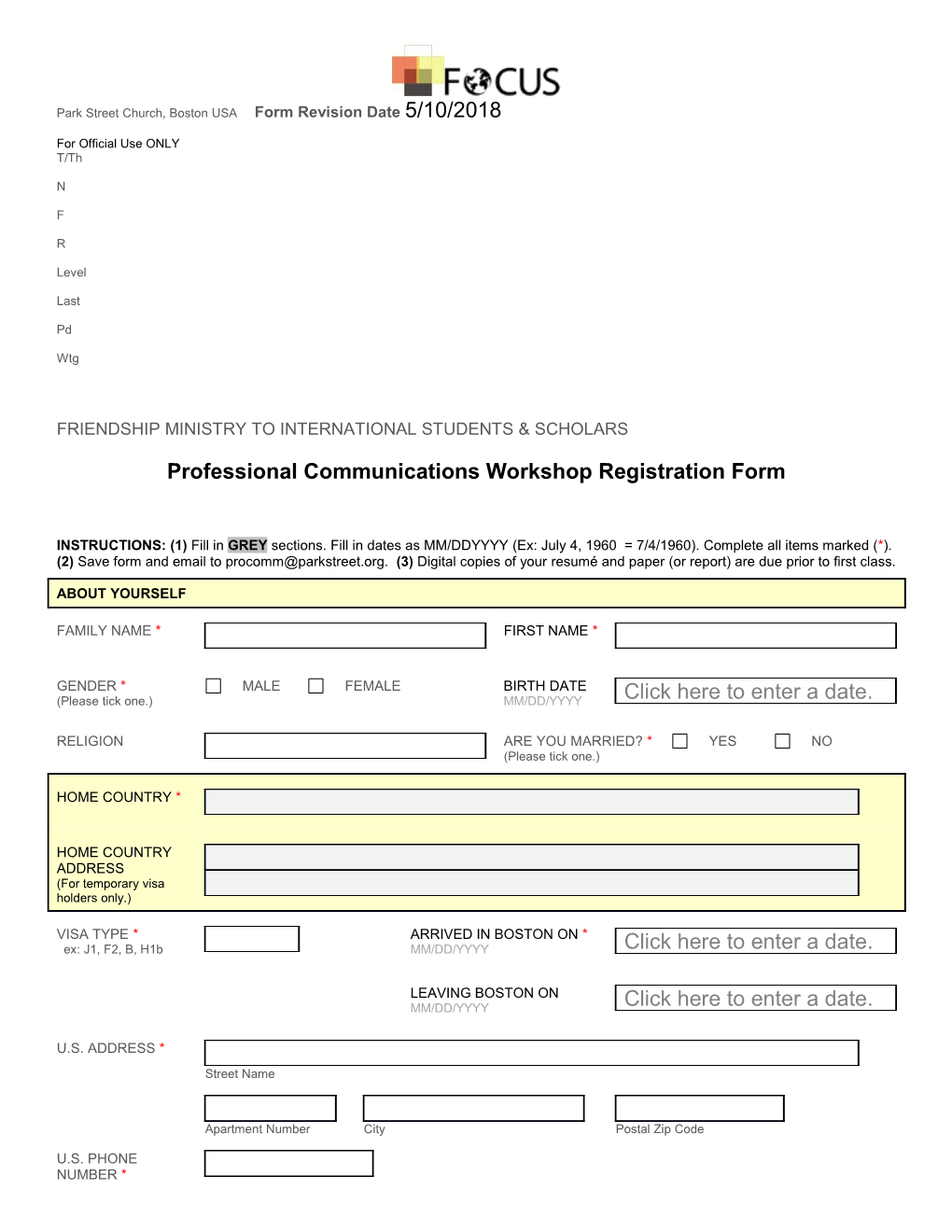 PCW Registration Form