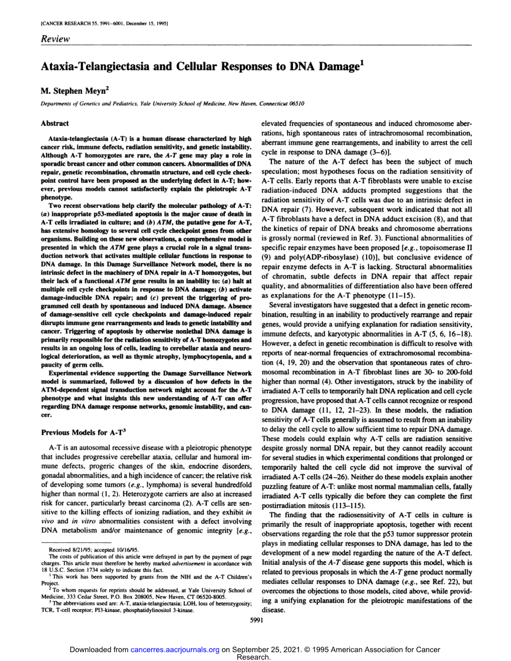 Ataxia..Telangiectasia and Cellular Responses to DNA Damage'