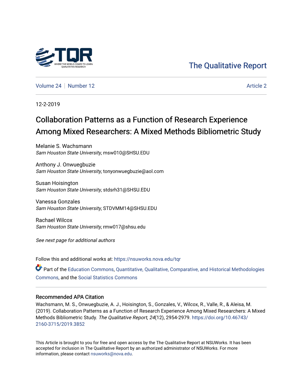 A Mixed Methods Bibliometric Study