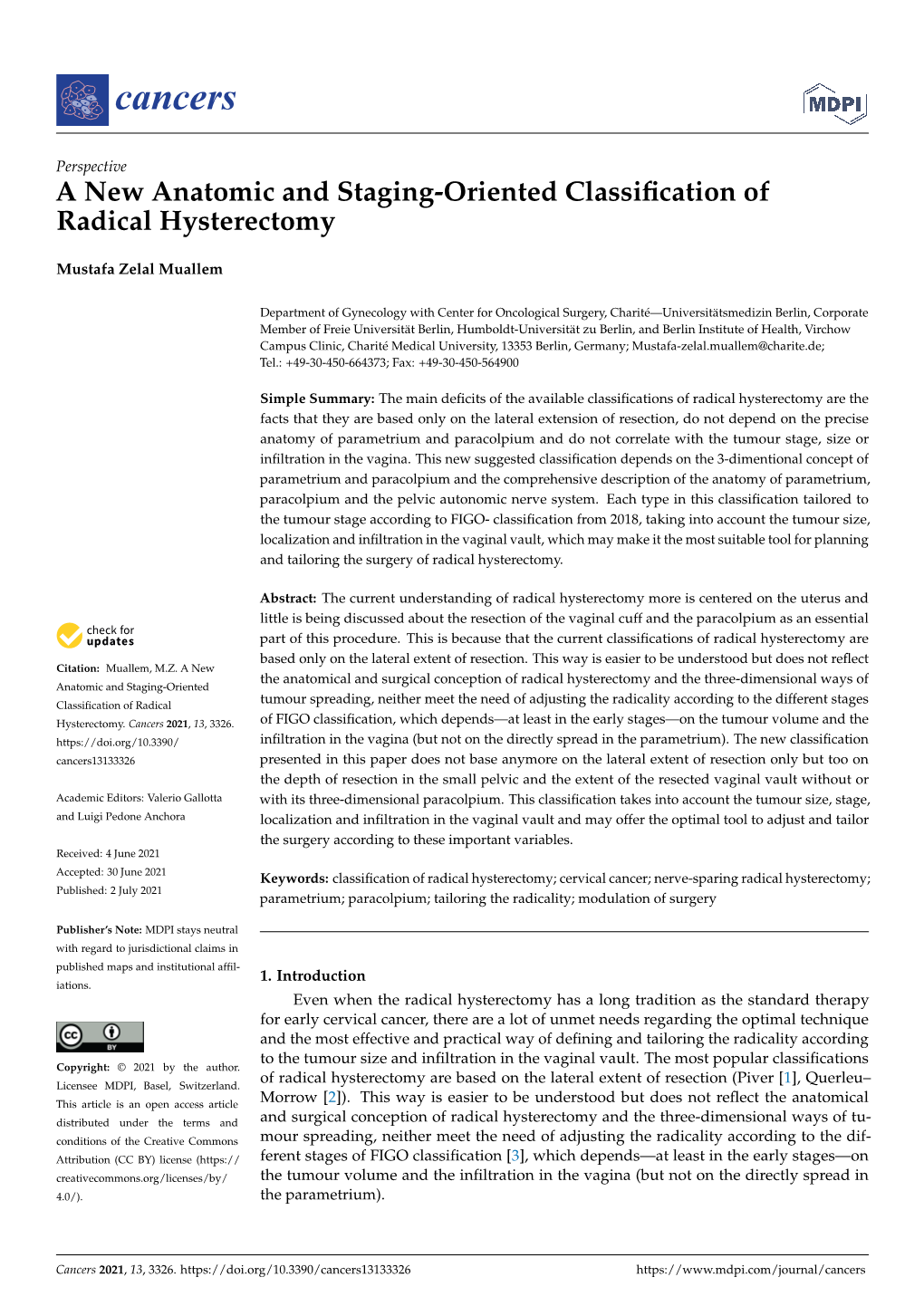 A New Anatomic and Staging-Oriented Classification Of