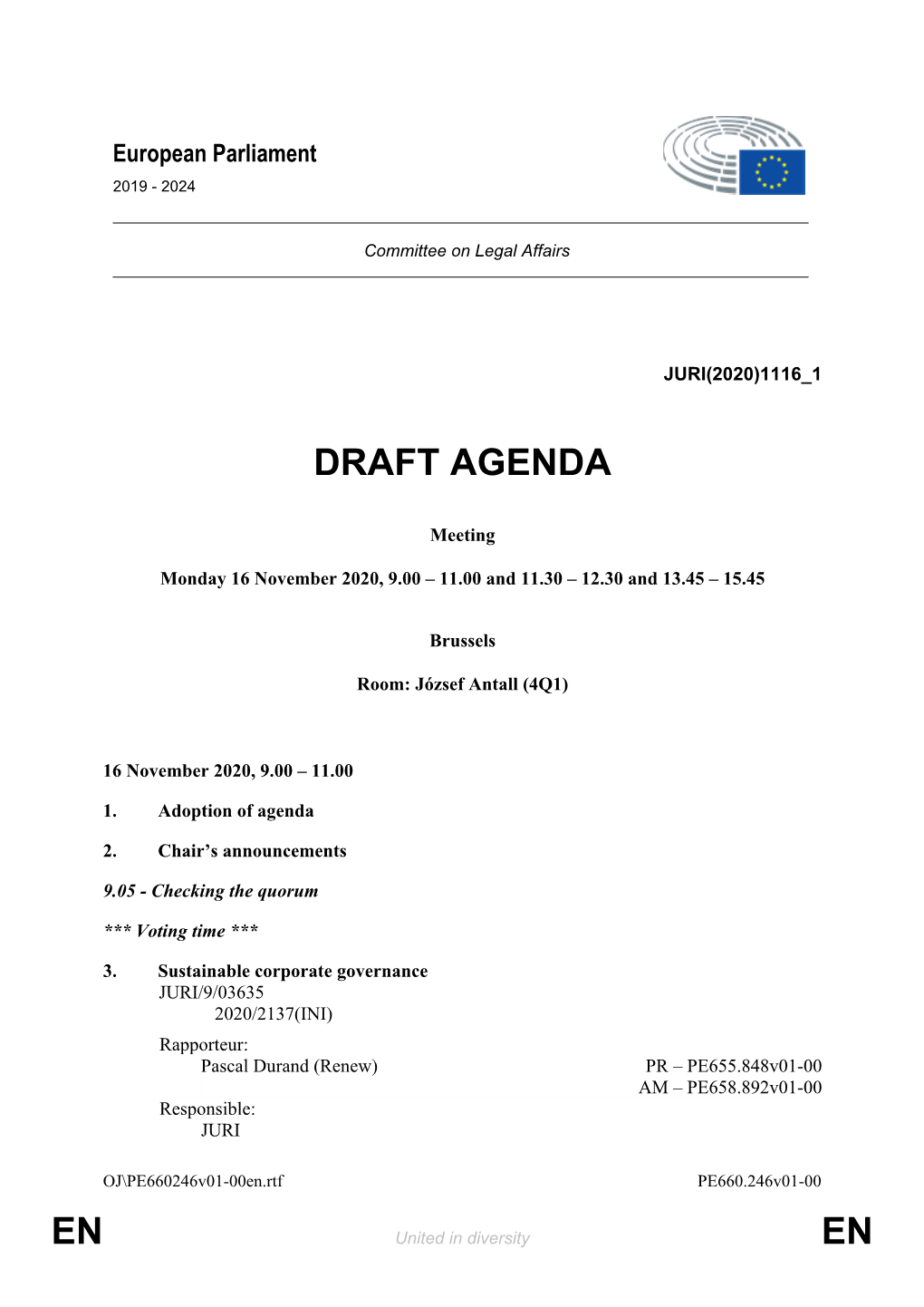 En En Draft Agenda