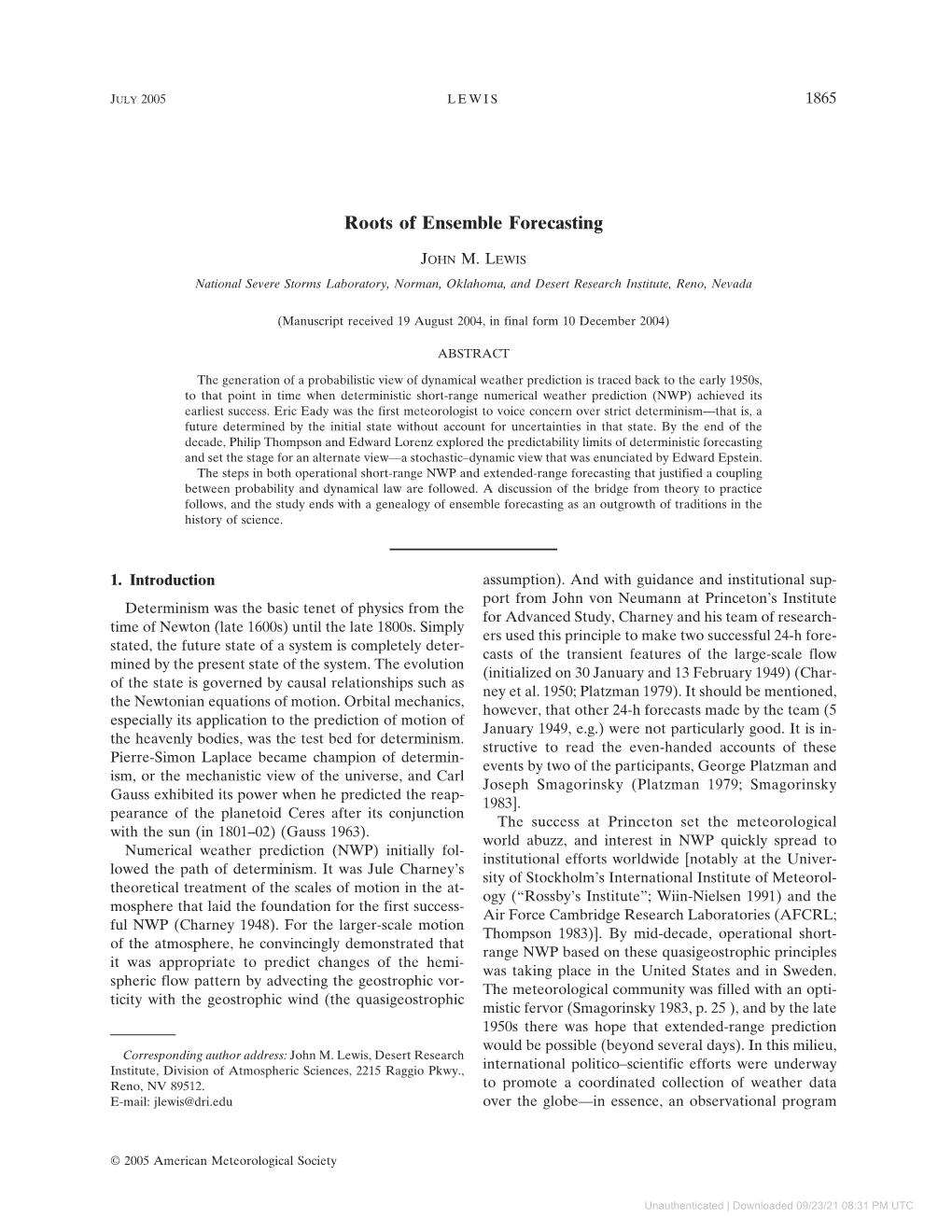 Roots of Ensemble Forecasting