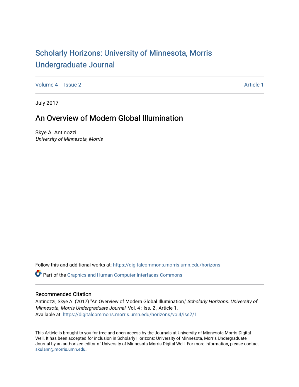 An Overview of Modern Global Illumination