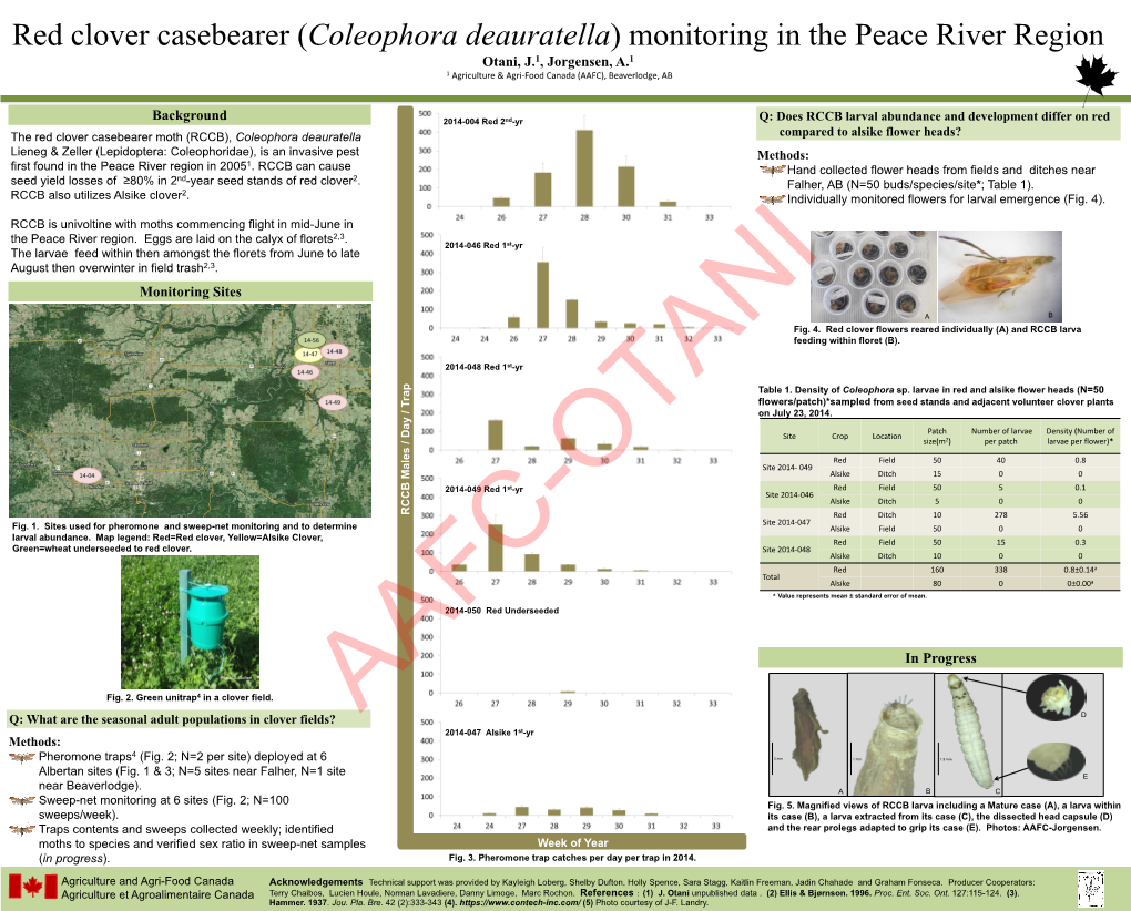 Coleophora Deauratella) Monitoring in the Peace River Region Otani, J.1, Jorgensen, A.1 1 Agriculture & Agri-Food Canada (AAFC), Beaverlodge, AB