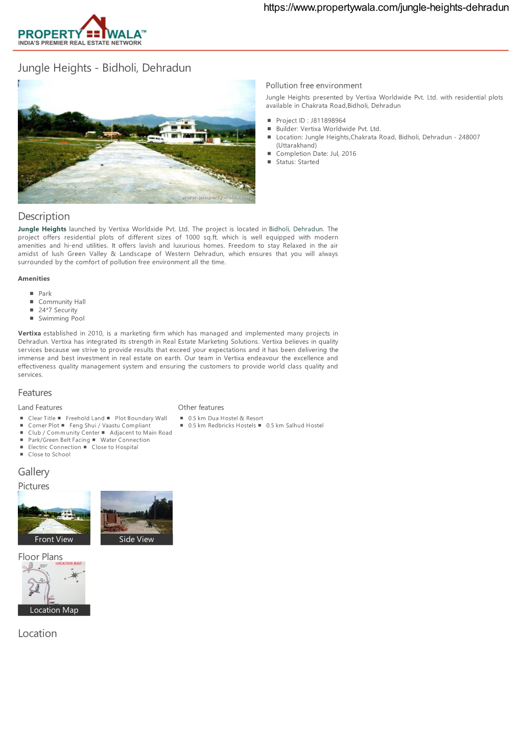 Jungle Heights - Bidholi, Dehradun Pollution Free Environment Jungle Heights Presented by Vertixa Worldwide Pvt