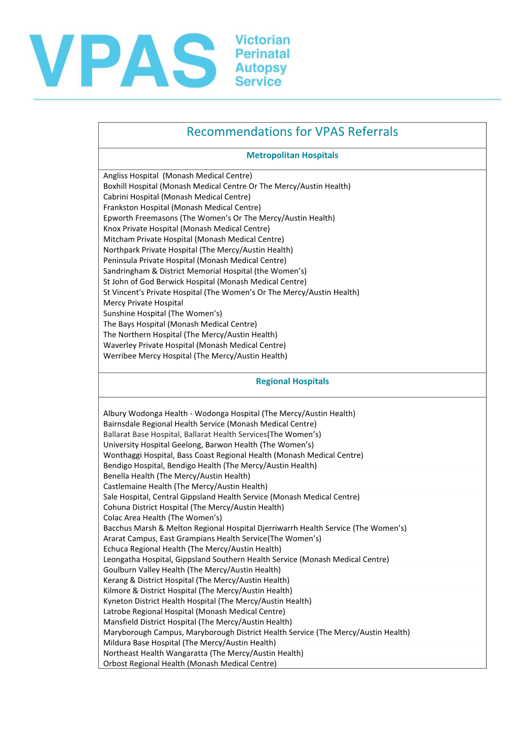 VPAS Referrals