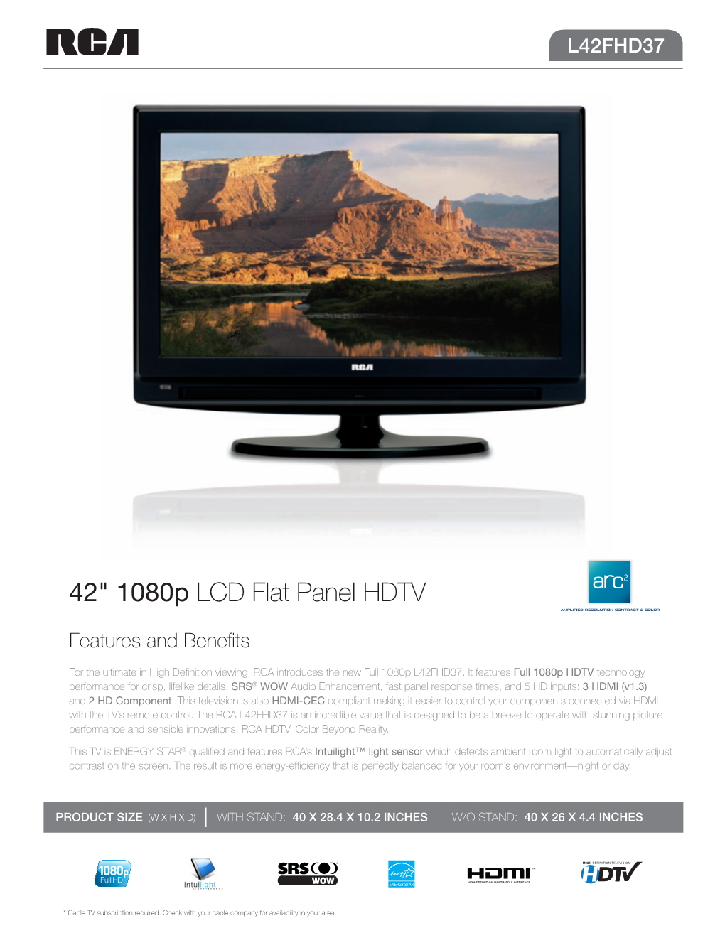 42" 1080P LCD Flat Panel HDTV