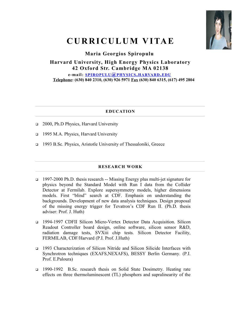 Curriculum Vitae s260