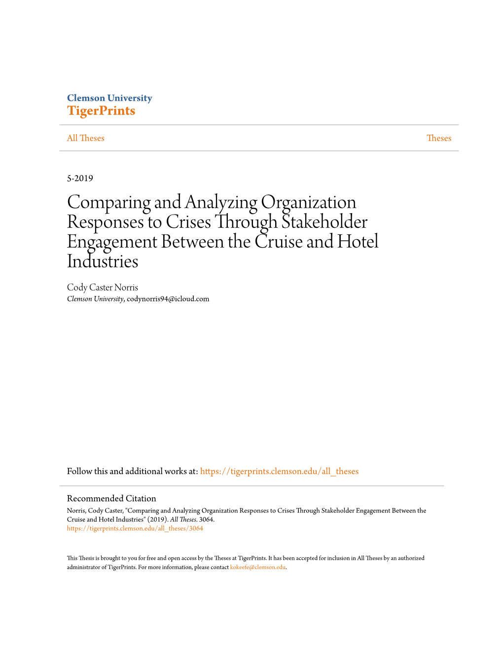 Comparing and Analyzing Organization Responses to Crises