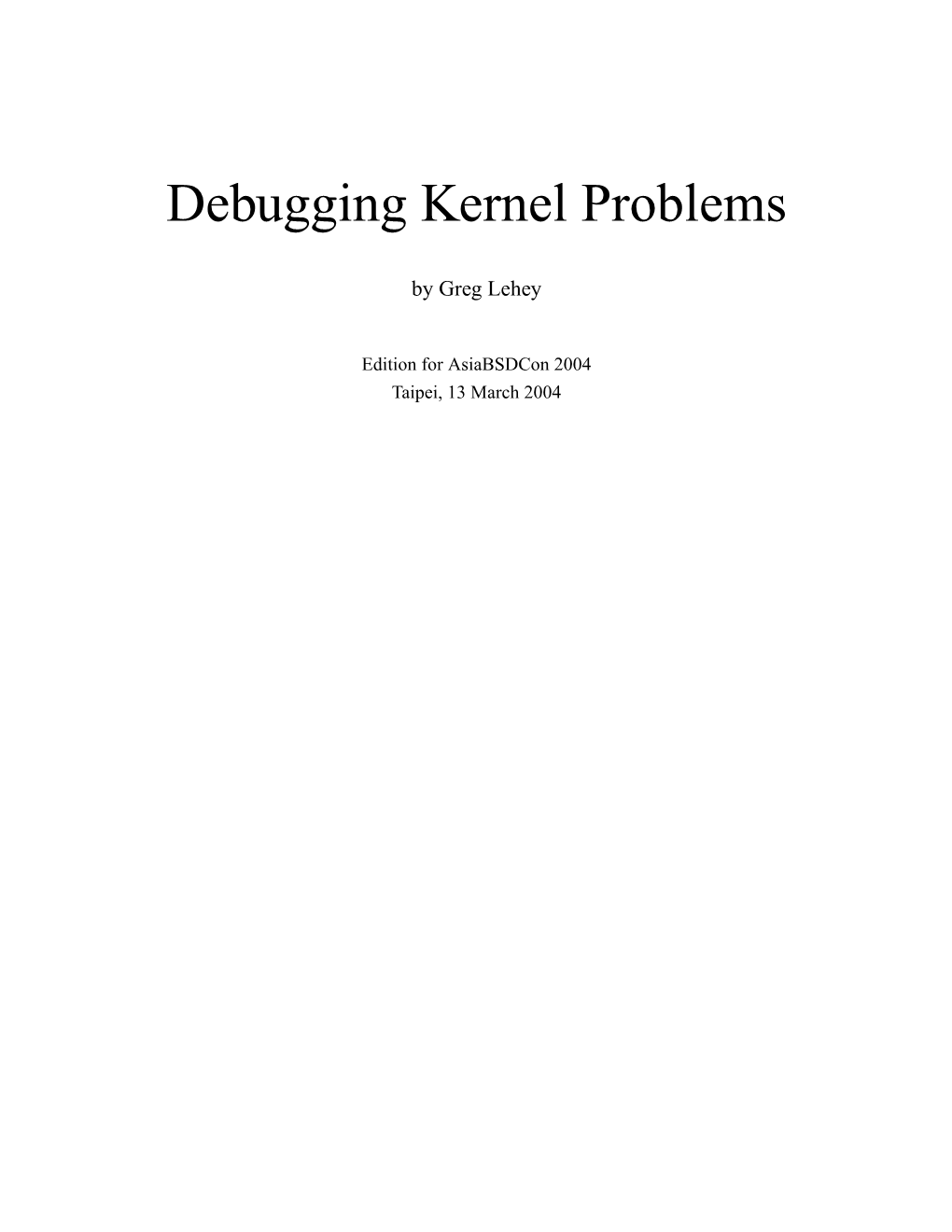 Debugging Kernel Problems