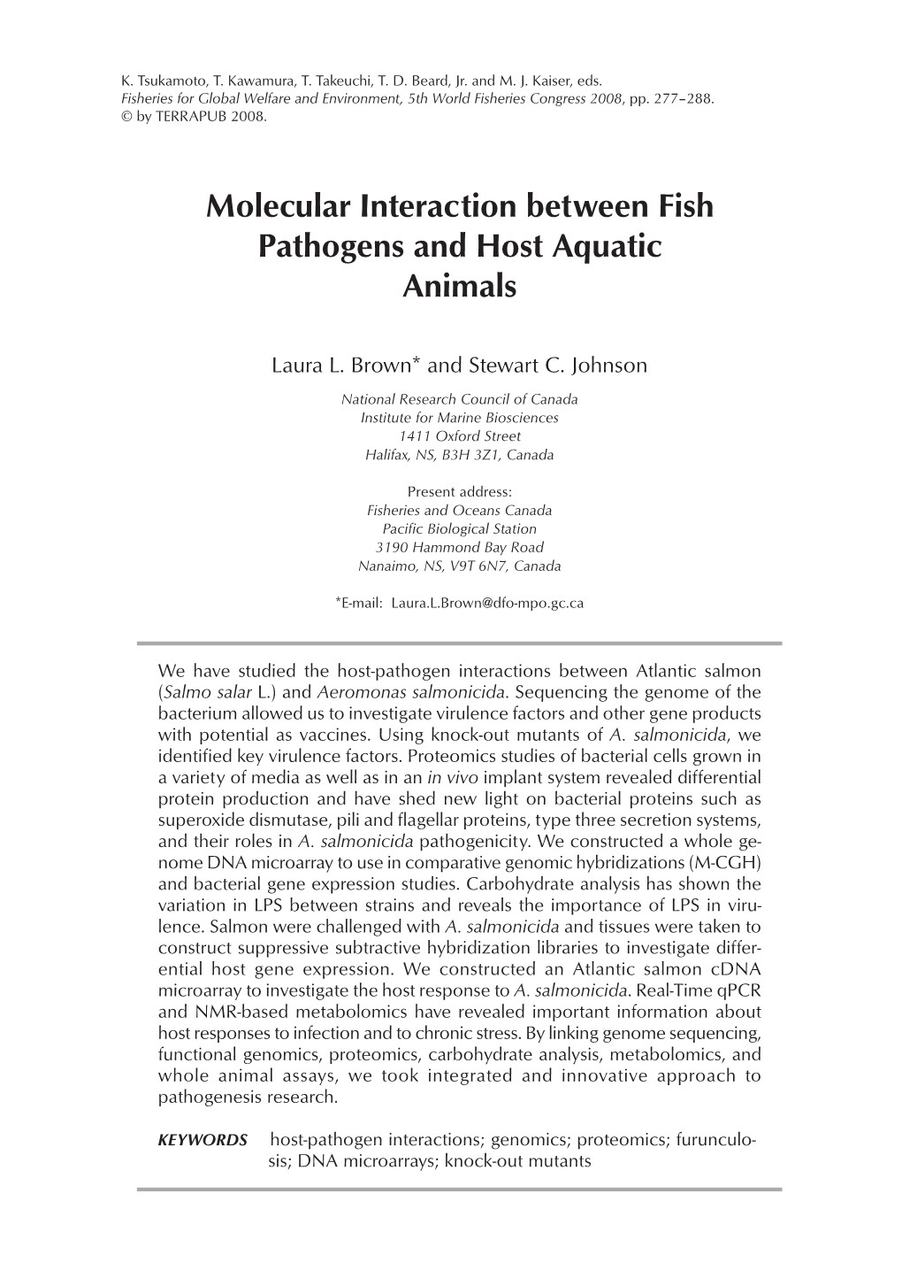 Molecular Interaction Between Fish Pathogens and Host Aquatic Animals