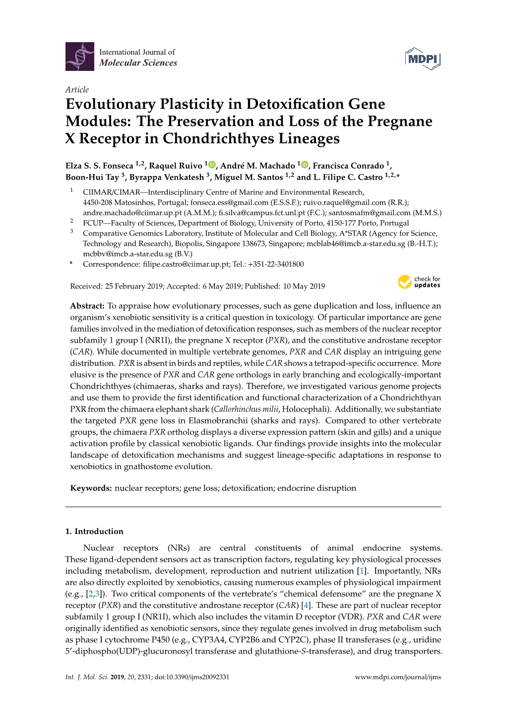 Evolutionary Plasticity in Detoxification Gene Modules: the Preservation