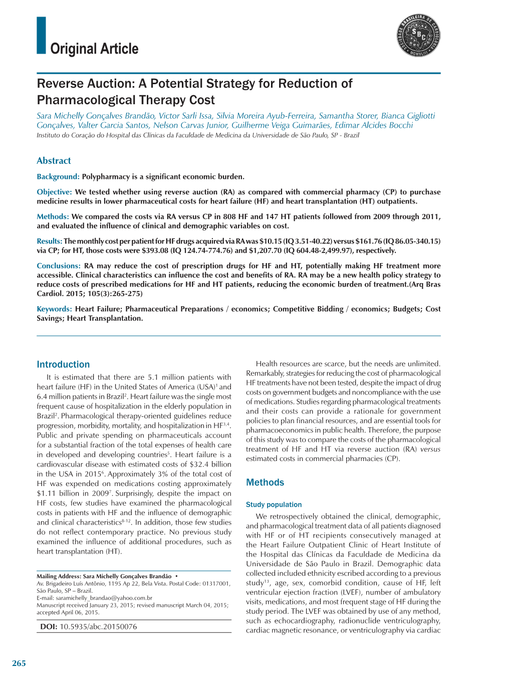 Reverse Auction: a Potential Strategy for Reduction of Pharmacological Therapy Cost