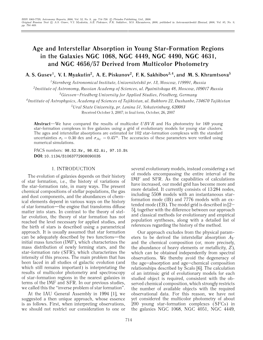 Age and Interstellar Absorption in Young Star-Formation Regions In