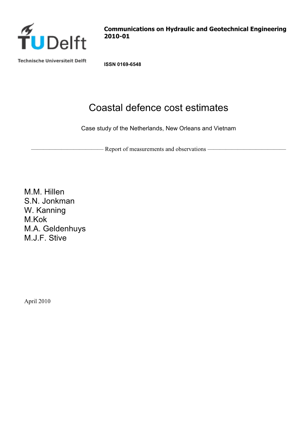 Coastal Defence Cost Estimates