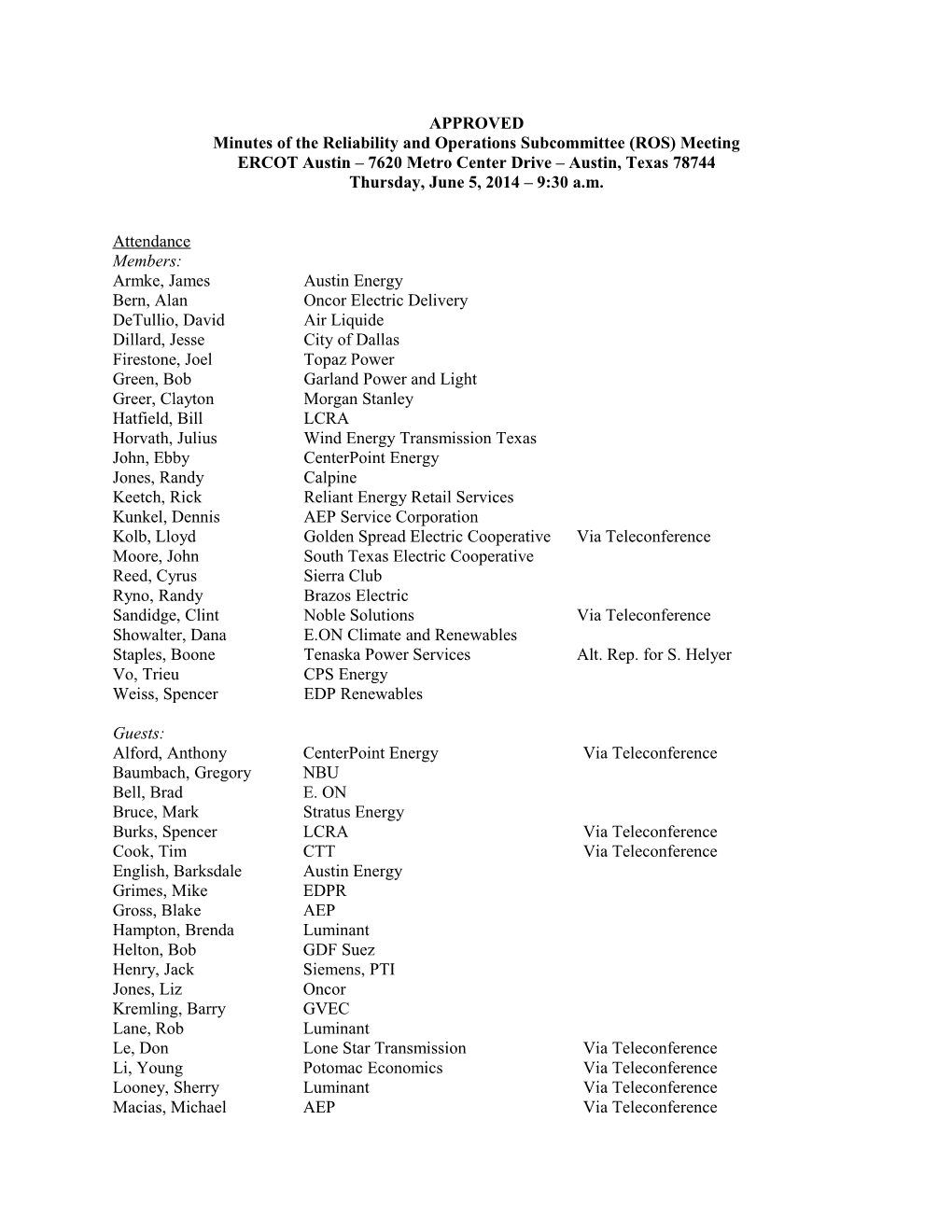 Minutes of the Reliability and Operations Subcommittee (ROS) Meeting s2