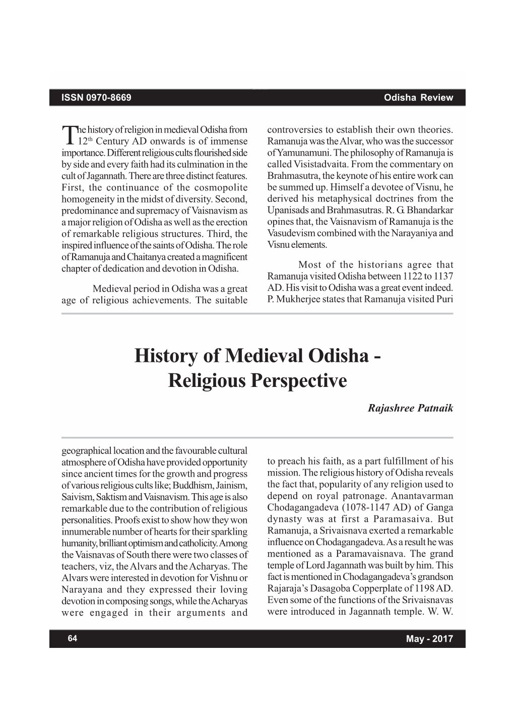 History of Medieval Odisha - Religious Perspective