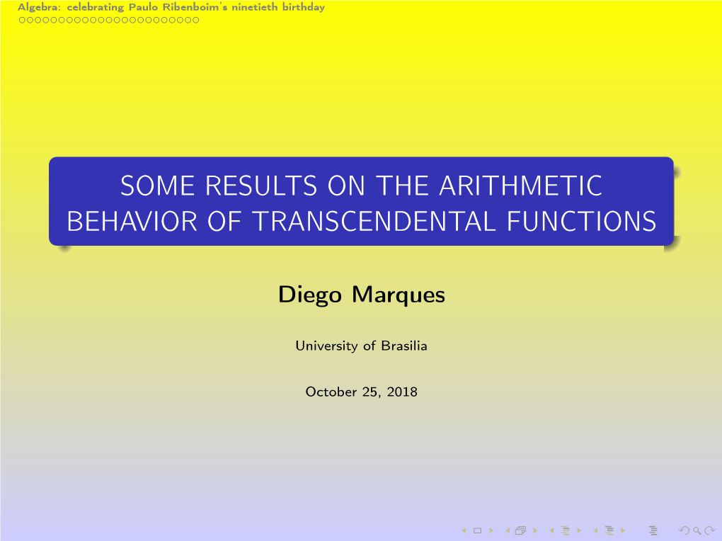 Some Results on the Arithmetic Behavior of Transcendental Functions