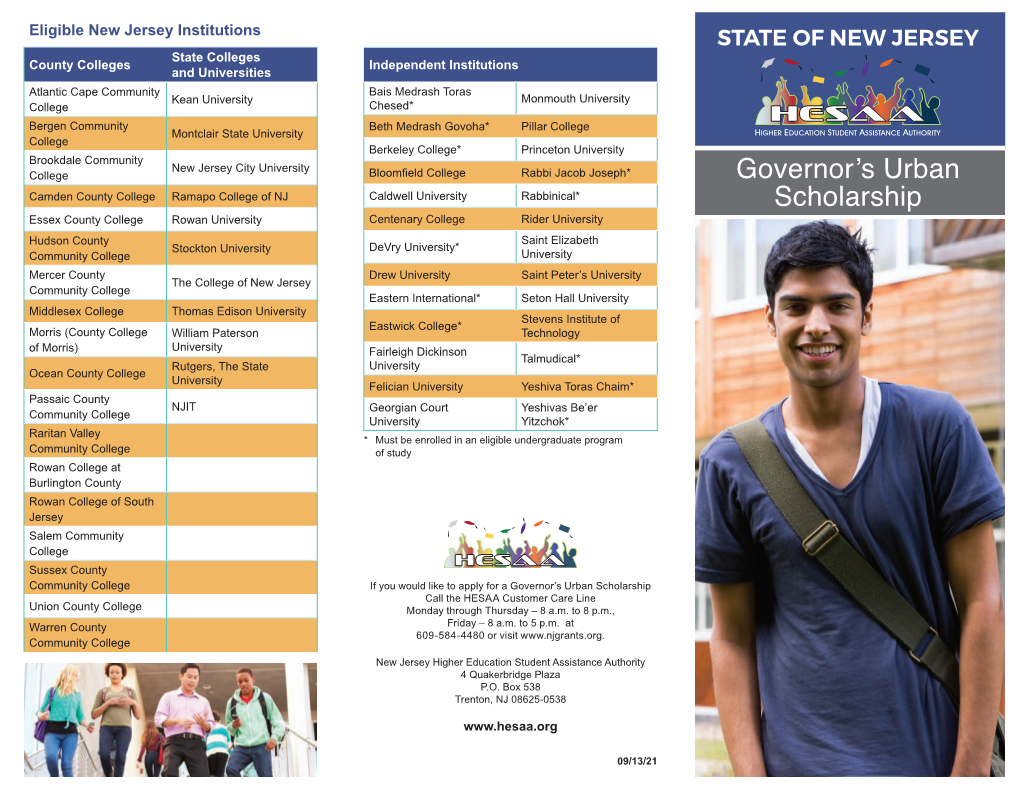 Governor's Urban Scholarship Brochure