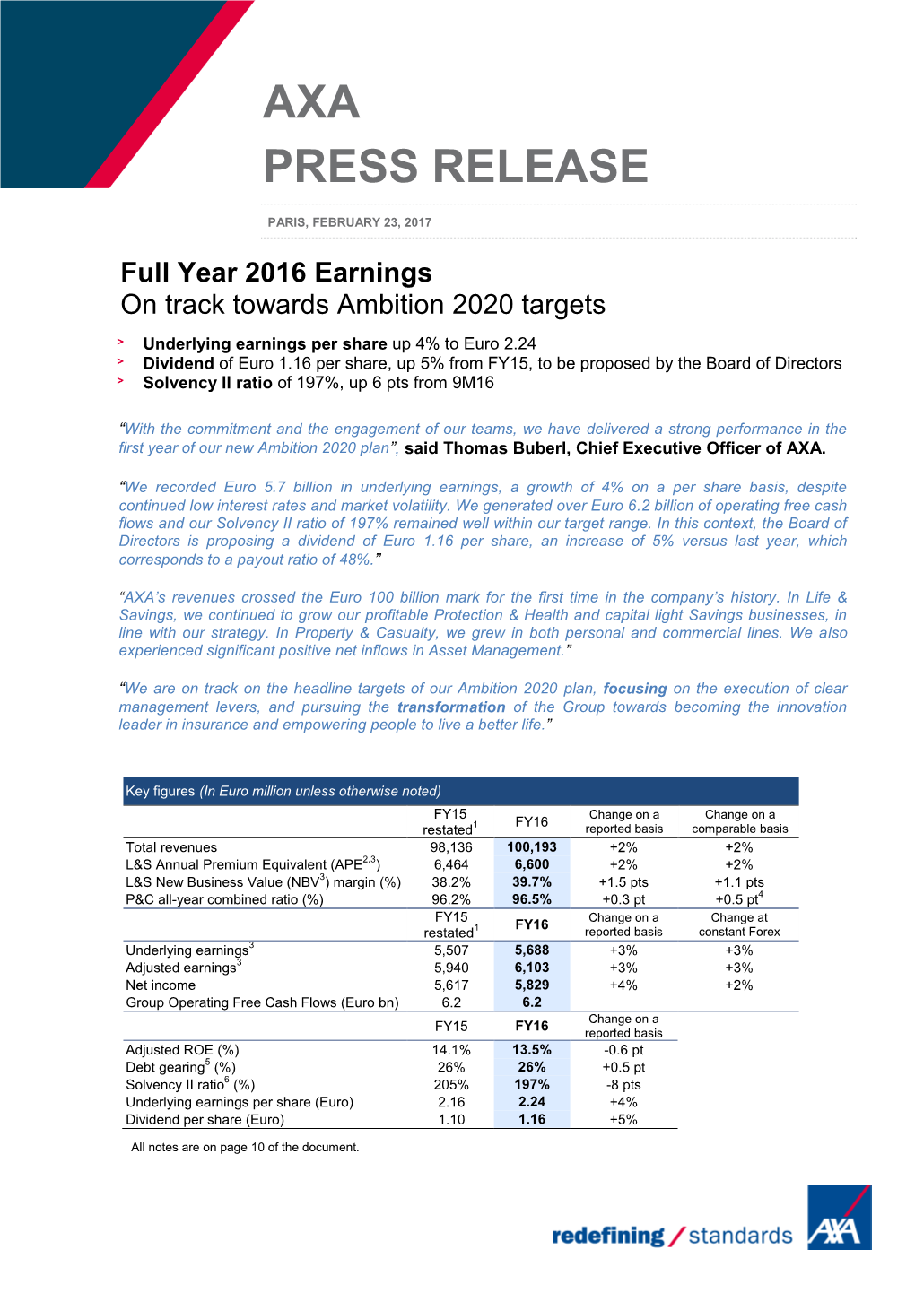 Axa Press Release