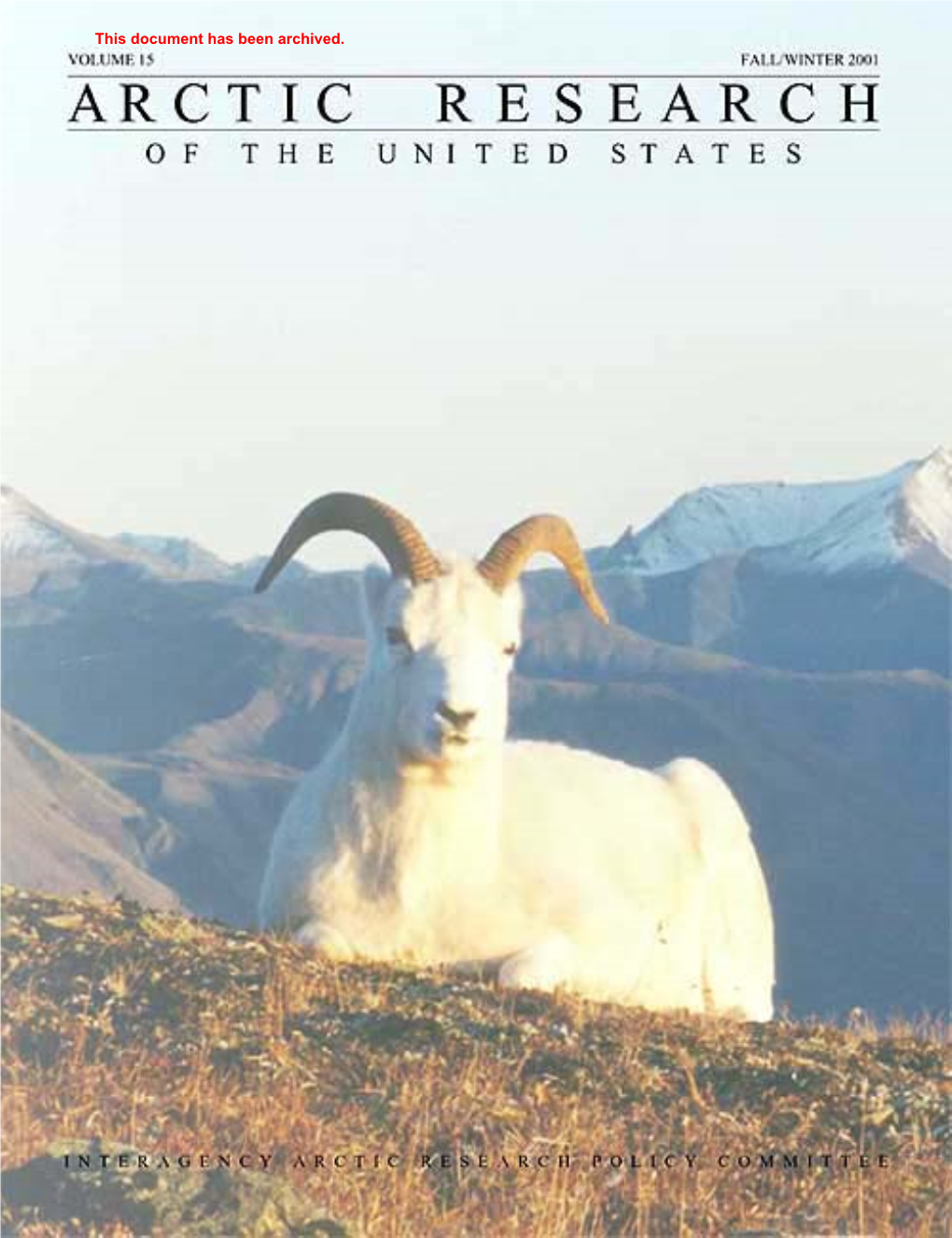 Arctic Research of the United States, Volume 15