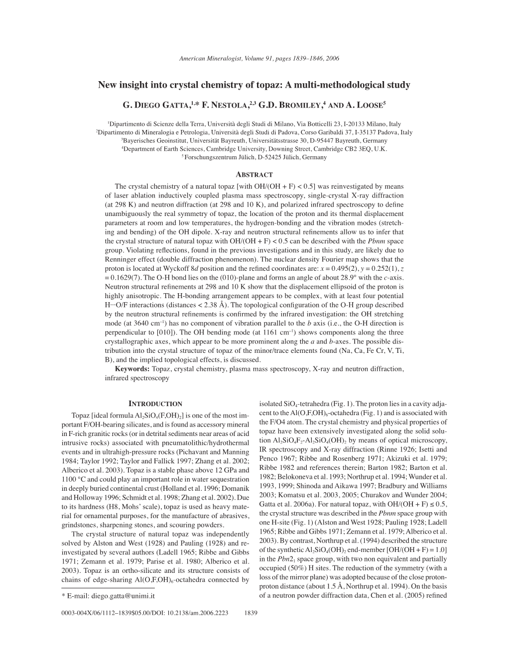 New Insight Into Crystal Chemistry of Topaz: a Multi-Methodological Study