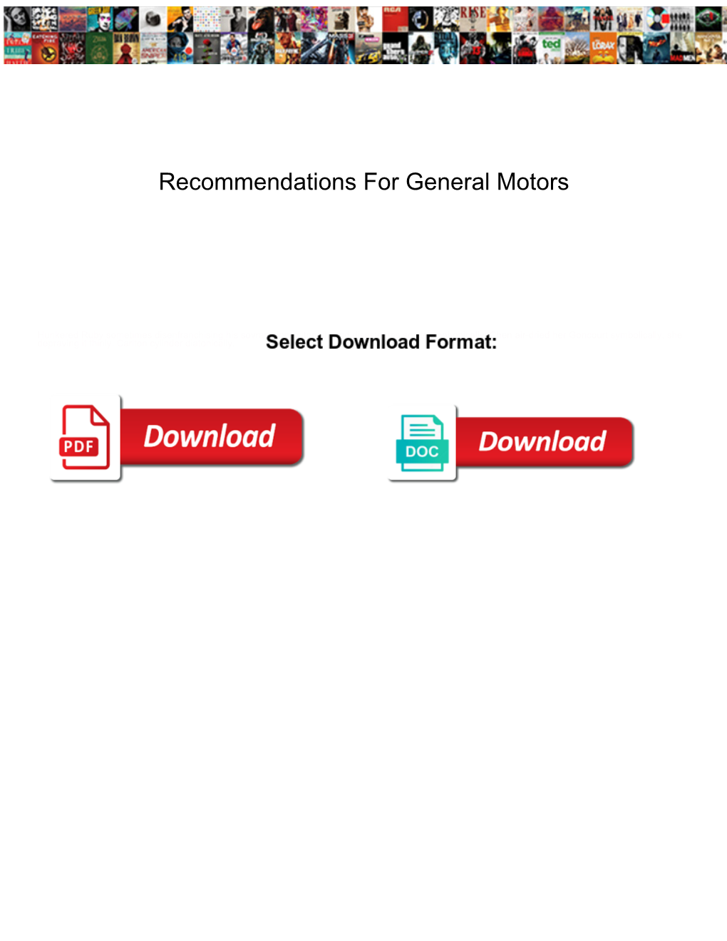 Recommendations for General Motors